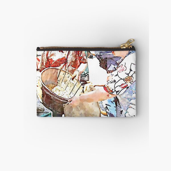 Item preview, Peasants pour wheat grains from the packed bucket designed and sold by Giuseppe Cocco.