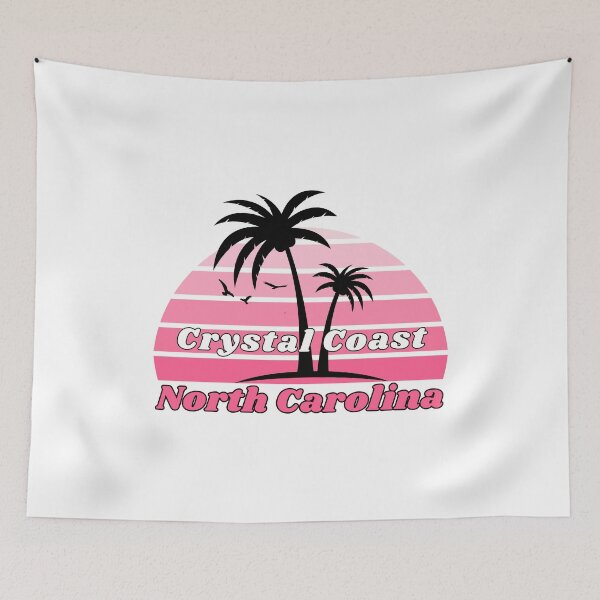 Item preview, Retro Crystal Coast Beach North Carolina Palm Tree at Sunset designed and sold by karmdaf.
