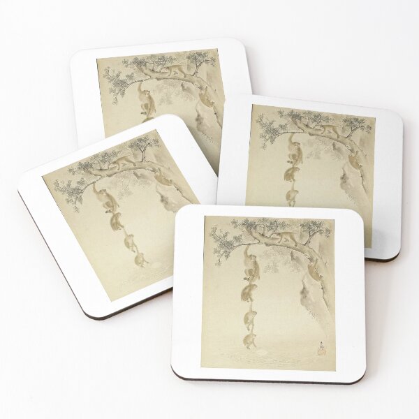 Item preview, Kiyochika Kobayashi  Japanese School - Watercolour - Six monkeys designed and sold by TeeARTHY.
