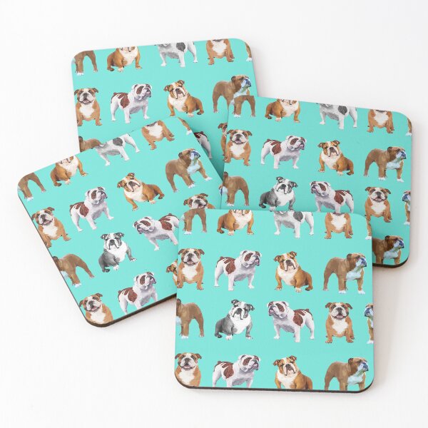 Item preview,  bulldogs on teal background designed and sold by TerenceLacey.