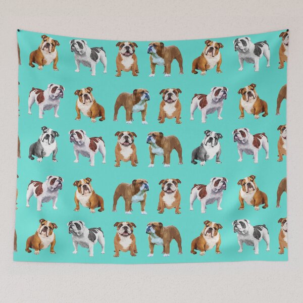Item preview,  bulldogs on teal background designed and sold by TerenceLacey.