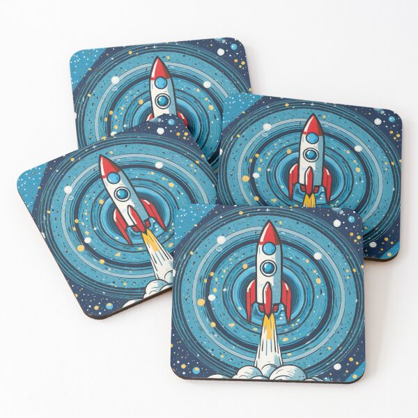 Item preview, Small rocket from earth and blue circles space design with small stars. designed and sold by HEMRO.