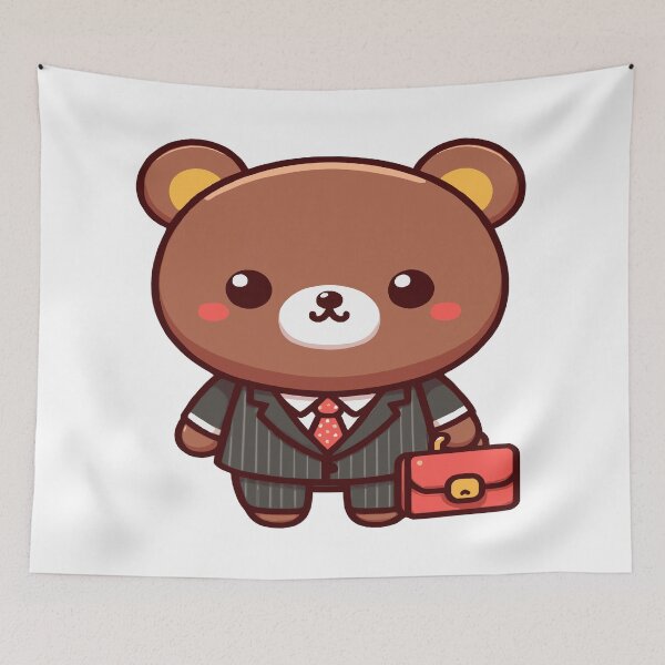 Item preview, Business bear, kawaii chibi style bear wearing a suit with a briefcase designed and sold by AdrianMDesigns.