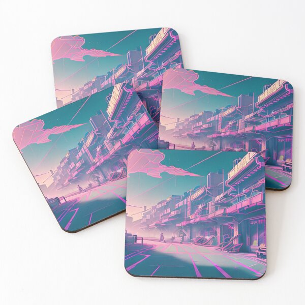 Item preview, city of future in pink/purple colors designed and sold by trendyhuman.