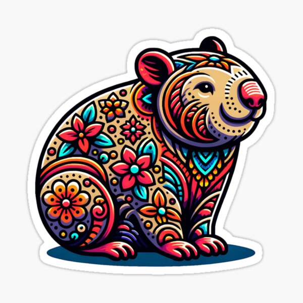 Vista previa del artículo con la obra «Wombat floral abstracto», diseñado y vendido por TheAnimalZ00.