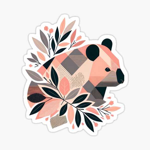 Vista previa del artículo con la obra «Wombat geométrico floral abstracto», diseñado y vendido por TheAnimalZ00.