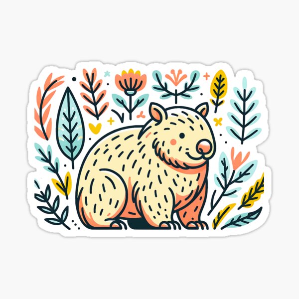 Vista previa del artículo con la obra «Lindo arte floral de wombat», diseñado y vendido por TheAnimalZ00.