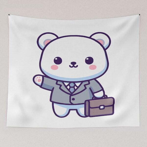 Item preview, Business polar bear, kawaii chibi style polar bear wearing a suit with a briefcase designed and sold by AdrianMDesigns.