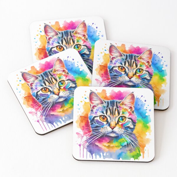Item preview, Silver Tabby Cat Watercolor Art – Vibrant Pet Lover Design designed and sold by Fredster1966.
