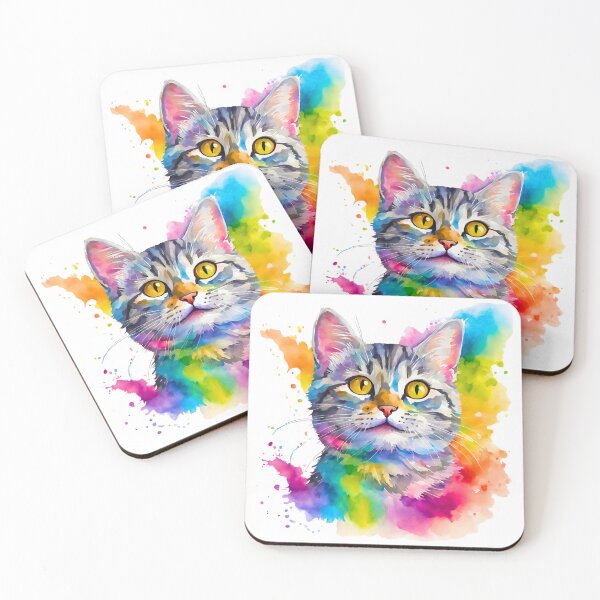 Item preview, Silver Tabby Cat Watercolor Art – Vibrant Pet Lover Design designed and sold by Fredster1966.