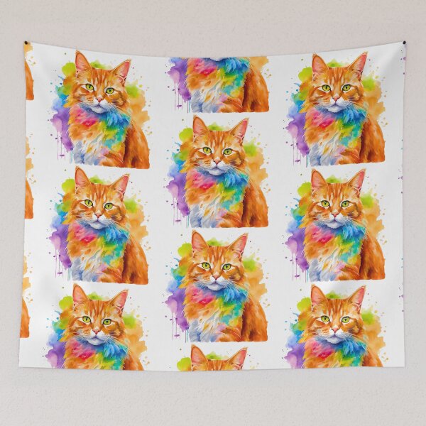 Artikelvorschau, Lebendige orange getigerte Katze Aquarell Kunst für Katzenliebhaber entworfen und verkauft von Fredster1966.