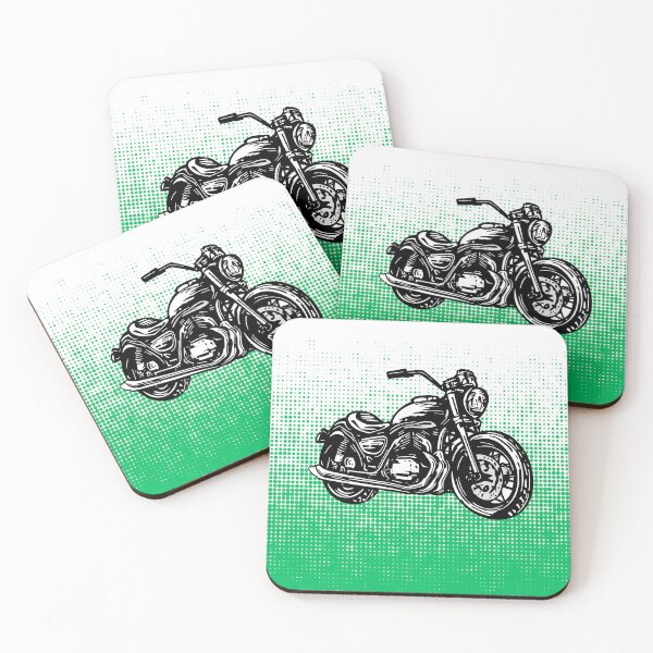 Item preview, Bold Black Motorcycle with Green Halftone Vibes – Ride in Style designed and sold by RaiyaTees.