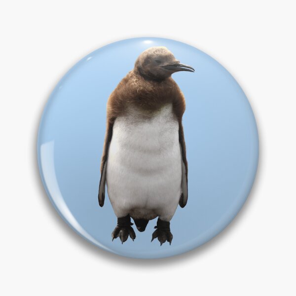 Item preview, Cute Standing King Penguin Chick (Light Blue #AFD6F8 background) designed and sold by SBPenguins.
