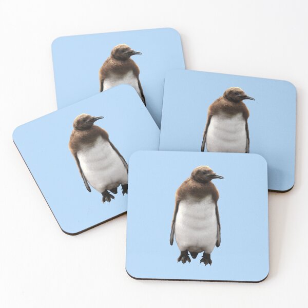 Item preview, Cute Standing King Penguin Chick (Light Blue #AFD6F8 background) designed and sold by SBPenguins.