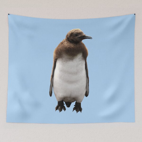 Item preview, Cute Standing King Penguin Chick (Light Blue #AFD6F8 background) designed and sold by SBPenguins.