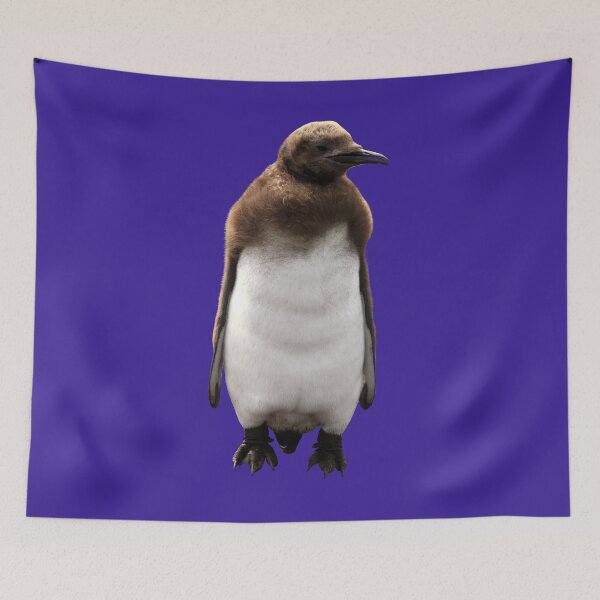 Item preview, Cute Standing King Penguin Chick (Dark Purple #3A2096 background) designed and sold by SBPenguins.