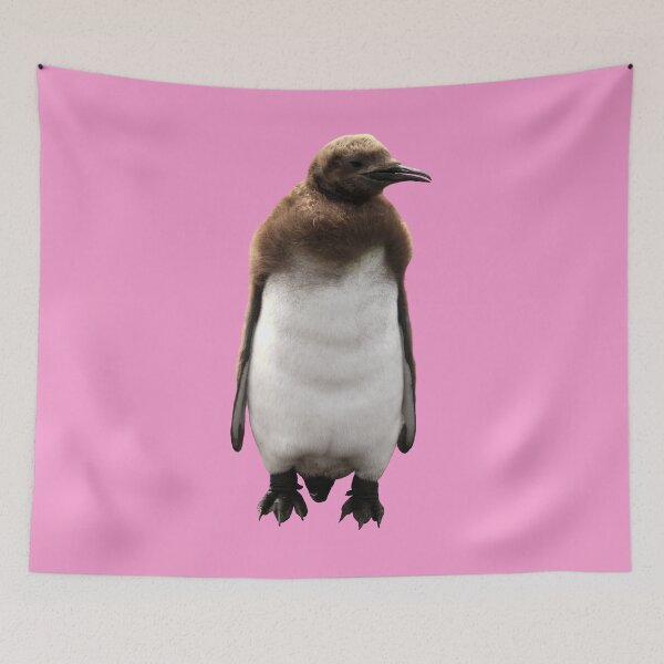 Item preview, Cute Standing King Penguin Chick (Pink #F699CD background) designed and sold by SBPenguins.