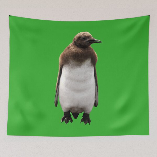 Item preview, Cute Standing King Penguin Chick (Bright Green #35B02C background) designed and sold by SBPenguins.