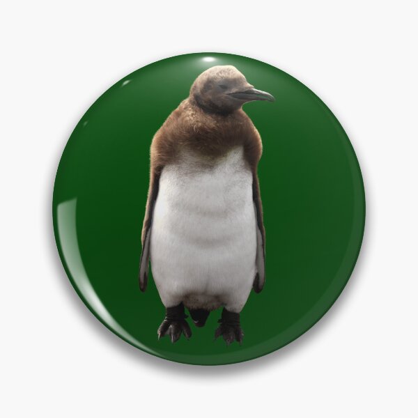 Item preview, Cute Standing King Penguin Chick (Dark Green #014606 background) designed and sold by SBPenguins.