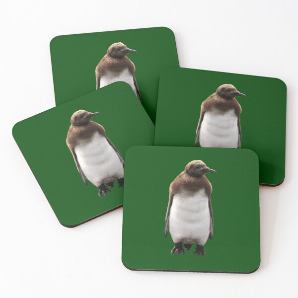 Item preview, Cute Standing King Penguin Chick (Dark Green #014606 background) designed and sold by SBPenguins.