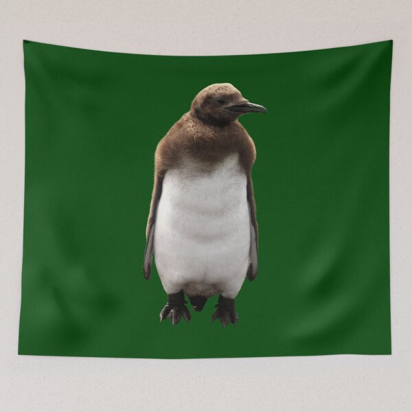 Item preview, Cute Standing King Penguin Chick (Dark Green #014606 background) designed and sold by SBPenguins.