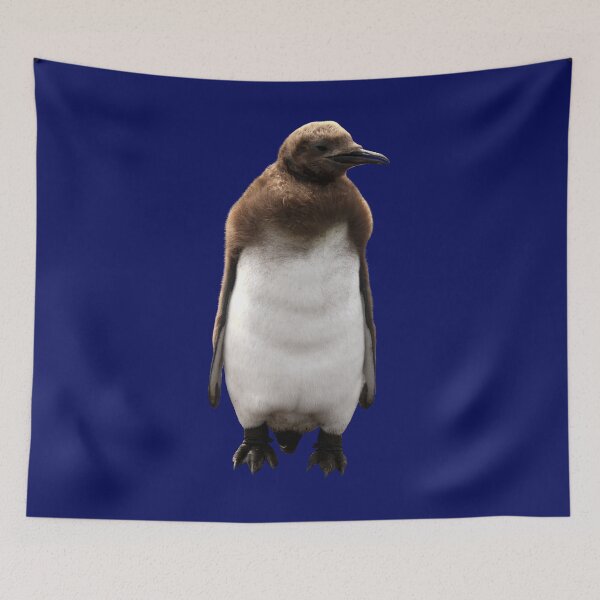 Item preview, Cute Standing King Penguin Chick (Dark Blue #060D5B background) designed and sold by SBPenguins.