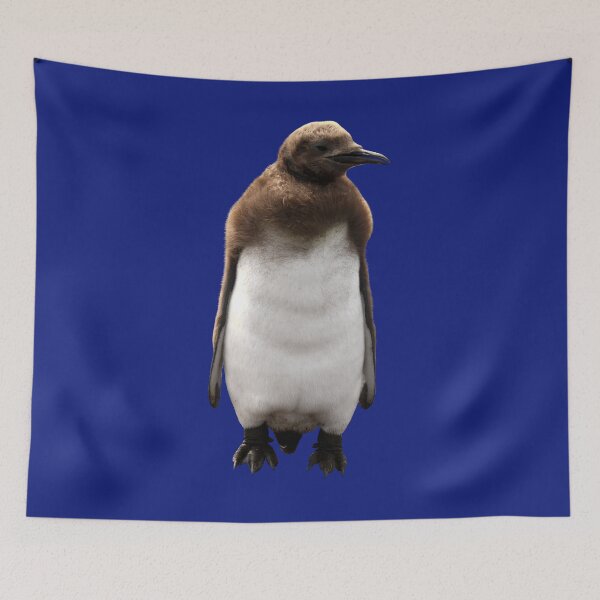 Item preview,  Cute Standing King Penguin Chick (Blue #0F1D7B background) designed and sold by SBPenguins.