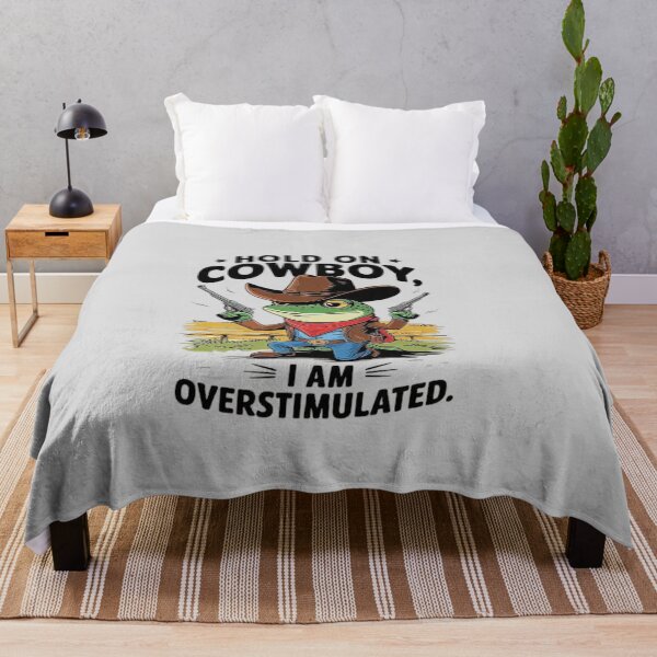 Item preview, Cowboy Frog Cartoon: Hold On, I’m Overstimulated designed and sold by love3617.