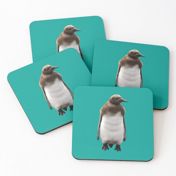 Item preview, Cute Standing King Penguin Chick (Teal #03A096 background) designed and sold by SBPenguins.