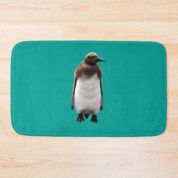 Item preview, Cute Standing King Penguin Chick (Teal #03A096 background) designed and sold by SBPenguins.