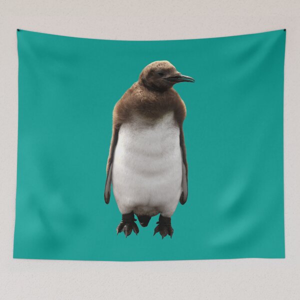 Item preview, Cute Standing King Penguin Chick (Teal #03A096 background) designed and sold by SBPenguins.