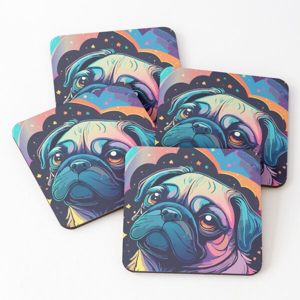 Item preview, colourful pug designed and sold by clickpodium.