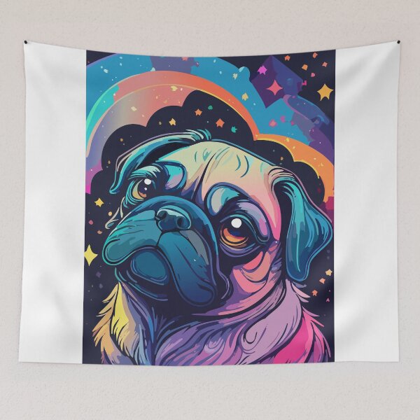 Item preview, colourful pug designed and sold by clickpodium.
