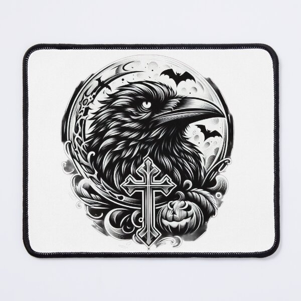 Item preview, black raven with cross , pumpkin, full moon and bats, Halloween moon ,Halloween bats, Halloween tattoo , halloween black raven,halloween pumpkin designed and sold by Expressions-Sel.