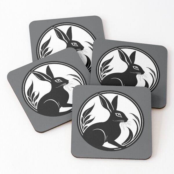 Item preview, Black Wild Rabbit in the Moon Simple Nature Art designed and sold by LucentJourneys.