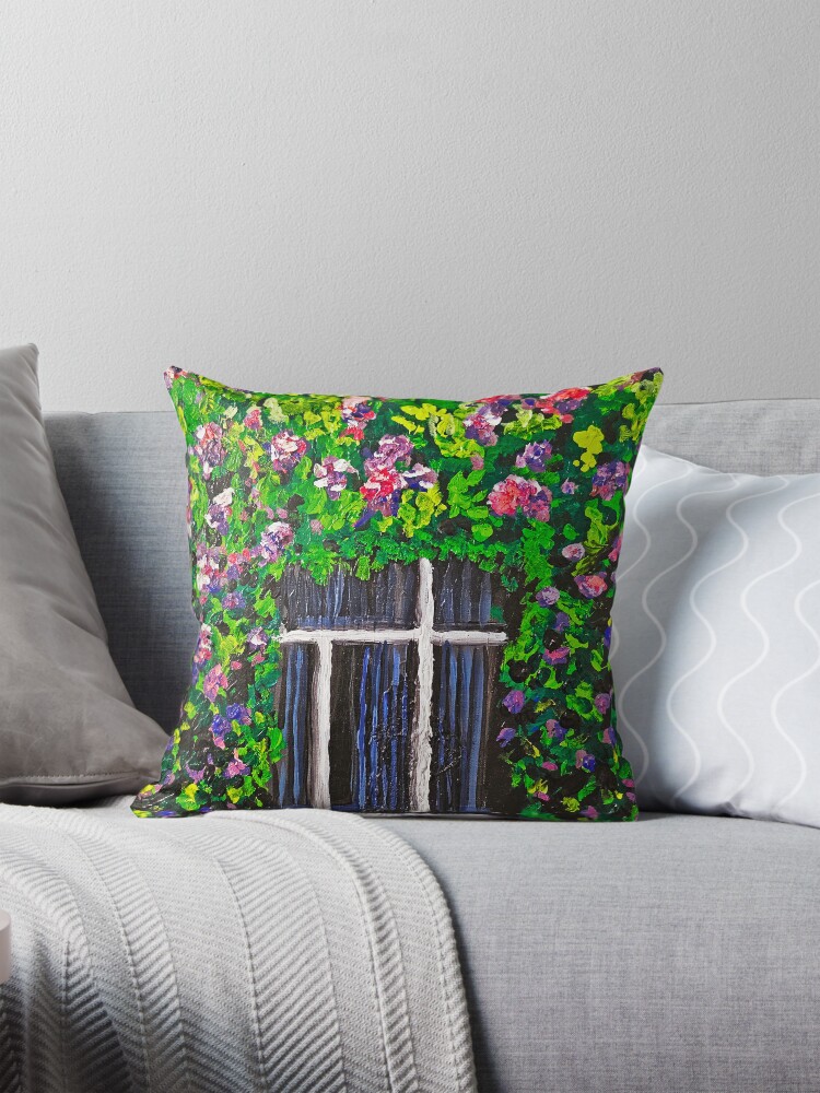 Thumbnail 1 of 4, Pillow, Bougainviellas on a Sunday designed and sold by msmali006.