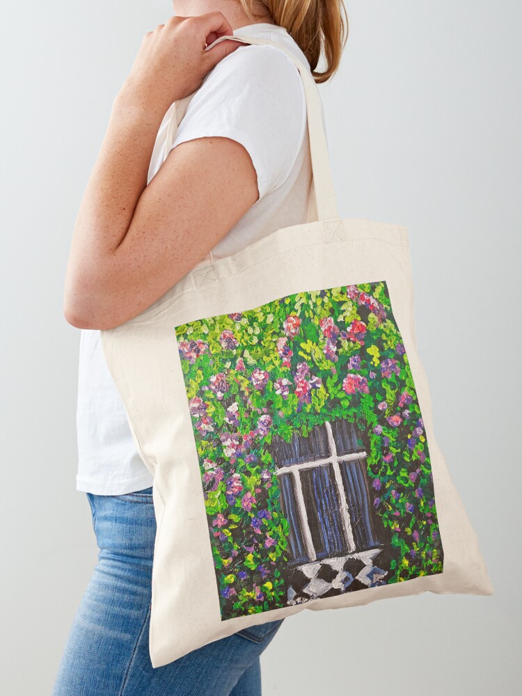 Thumbnail 1 of 5, Tote Bag, Bougainviellas on a Sunday designed and sold by msmali006.