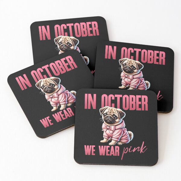 Item preview, In October We Wear Pink Pug Dog Breast Cancer Awareness designed and sold by Victor Shadehorn.