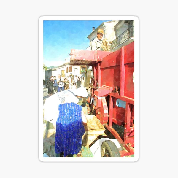 Item preview, Peasants with threshing machine designed and sold by Giuseppe Cocco.