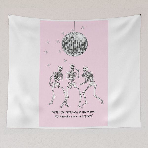 Item preview, Dancing Skeletons Halloween Wall Art, Disco Ball Aesthetic Print, Pink Wall Art, Trendy Poster, Funky Decor, Funny Halloween designed and sold by inkfluenceart.