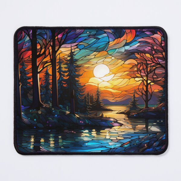 Item preview, Stained Glass of Forest Sunset Glow designed and sold by Cozirlax.