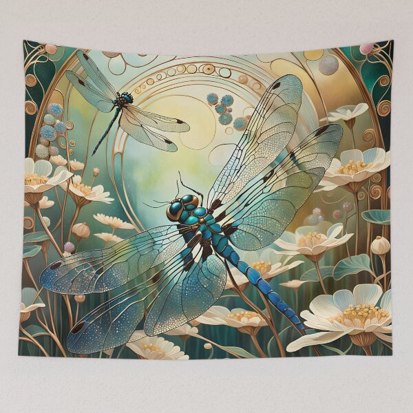 Item preview, Dragonfly Art Nouveau Painting designed and sold by druidwolfart.