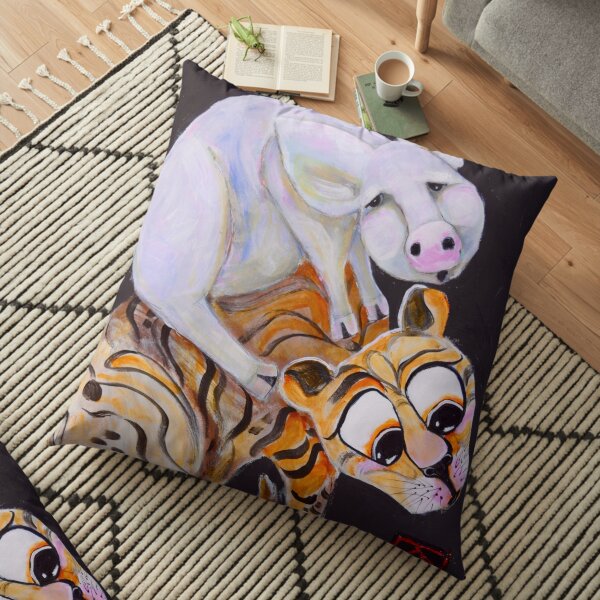 Piggy-Cat Ride! Floor Pillow
