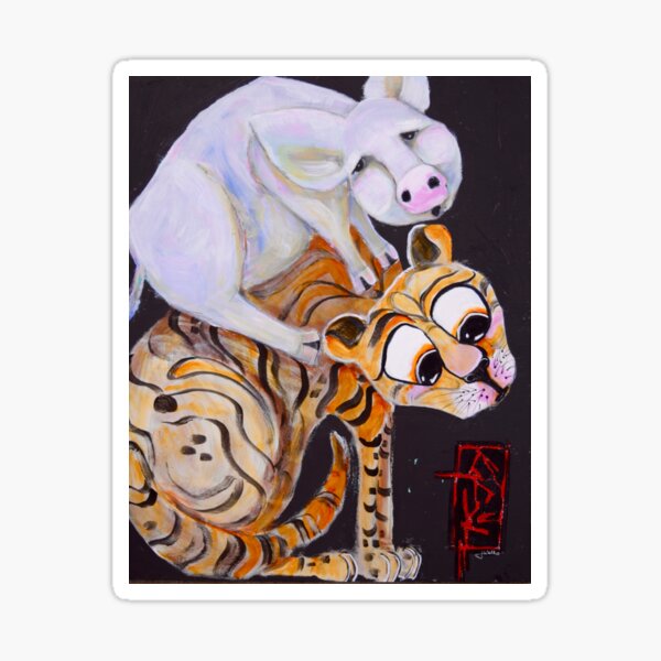 Piggy-Cat Ride! Sticker