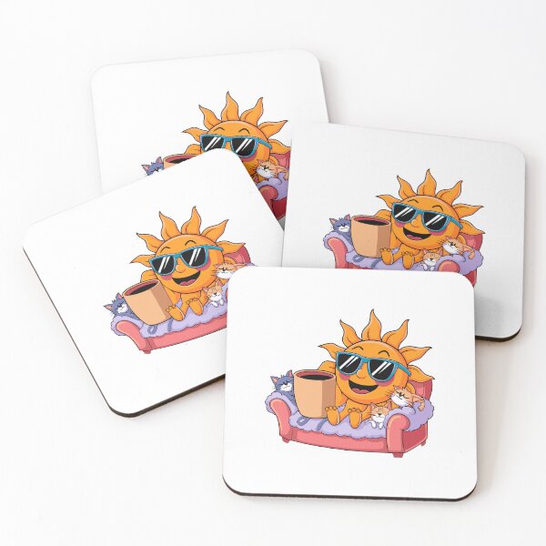 Item preview, Cartoon Sun Sunglasses Lazy Cats Soft Pastel Relaxing Whimsical designed and sold by w1ckerman.