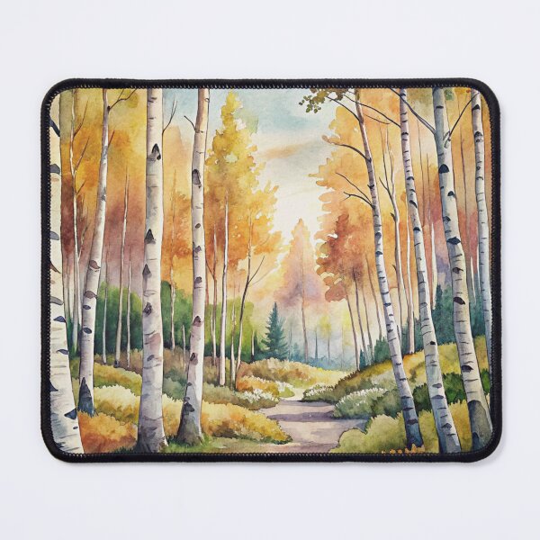 Item preview, aesthetic watercolor birch landscape garden scenery designed and sold by rlav123.
