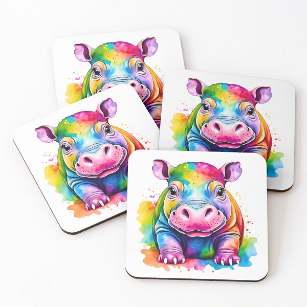 Artikelvorschau, Lebendiges Aquarellporträt eines Zwergflusspferdbabys – Inspiriert von Moo Deng entworfen und verkauft von Fredster1966.