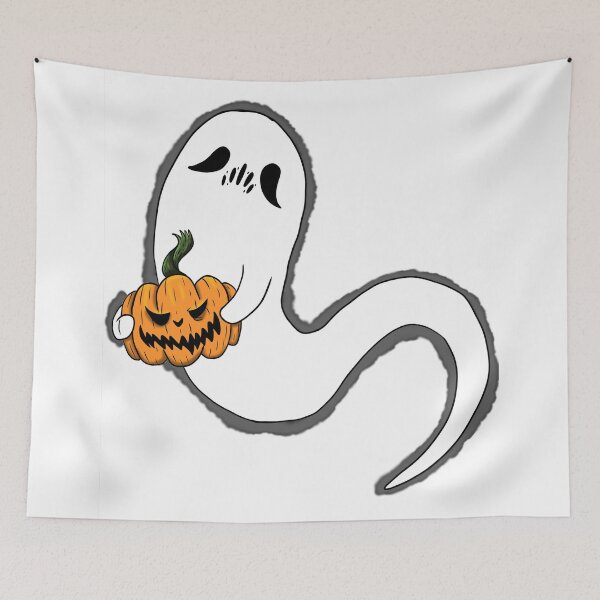 Item preview, Ghost holding jack-o-lantern  designed and sold by JadeWolfArt.