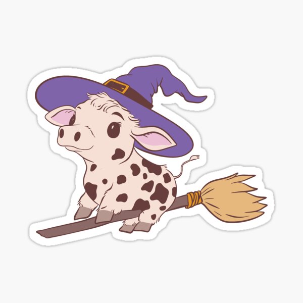 Item preview, Cute Witchy Cow on Broomstick designed and sold by Jess.a.creates.