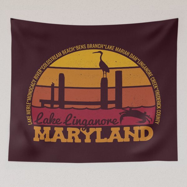 Item preview, Lake Linganore Maryland Sunset Retro Local Pride Logo designed and sold by CRHPOD20.